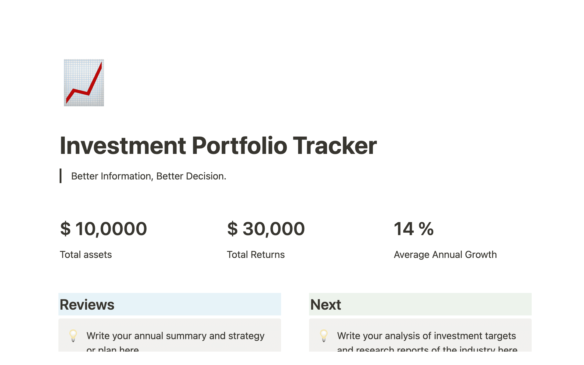 Capture d’écran de la collection Top 10 Investing Templates in Notion par Notion